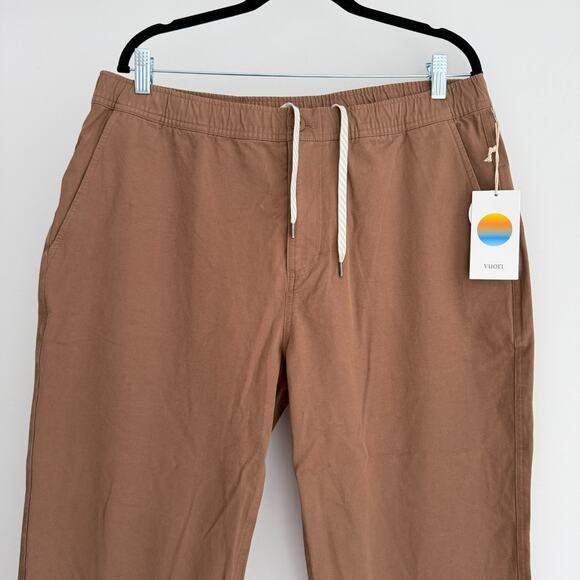 Vuori All Ways Elastic Waist Pant Mens XL Pecan Brown Cotton Twill Stretch NWT - Picture 2 of 14